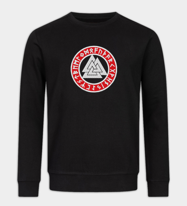 Vyšívaná mikina Runový kruh Valknut