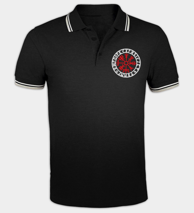 Vyšívaná polokošile vegvísir runový kruh